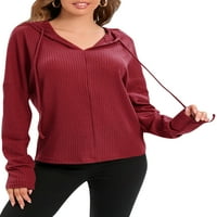 A. M./ ženski jednobojni džemperi s kravatom, Gornji dijelovi, udobne šik majice s kapuljačom u obliku slova a, pulover s dugim rukavima