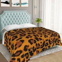 Dvoslojna Plišana deka za krevet, modni uzorak s narančastim leopard printom, ugodne mekane deke za klima uređaj, 5040