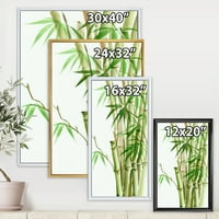 DesignArt 'detalj tamnozelenog bambusa i lišća II' tradicionalno uokvireno platno zidne umjetničke print