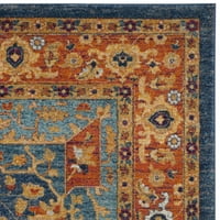 Tradicionalni cvjetni tepih, plava i narančasta, 12' 18'