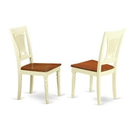 -Kuhinjska stolica za blagovanje s drvenim sjedalom - obloga od mlaćenice i trešnje - set od 2 komada