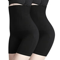 ; Ženske dječačke kratke hlače donje rublje oblikovano za kontrolu trbuha jednobojno donje rublje visokog struka Plus size crno;