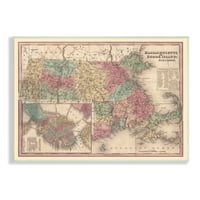 Karta Južne Nove Engleske Massachusetts Rhode Island Kartografija uokvireni umjetnički tisak