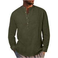 Muške košulje s dugim rukavima, bluze s printom, modne lanene majice širokog kroja s odbijenim ovratnikom, zelene majice