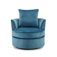 AUKFA 360 ° okretna stolica s pokretnim naslonom jastuka, okrugla stolica za dnevnu sobu, moderni baršunasti ležerni namještaj stolica