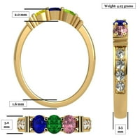 Zajednički prsten i bočni kamen za Majčin dan 1-10K žuti zlatni kamen za žene - veličina-kamen 1