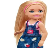 Lutka Chelsea Chelsea u grafičkom vrhu i traper suknji, za djecu mlađu od godinu dana