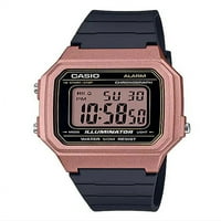 Casio Illaminator Chronograph Black Ren Band Rose Gold Bezel Digital Watch W-217HM-5AV