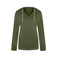 Dukserica Ženski džemper jednobojna jakna s džepovima dugih rukava dukserice Ženska vojska zelena Veličina 2 inča