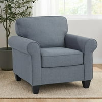 Klasični namještaj serija A. M. Plava stolica od tkanine velike veličine s uvijenim naslonima za ruke