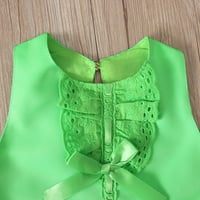 Haljina za djevojčice od 0 do 24 mjeseca, ljetna čipkasta jednobojna haljina bez rukava sa slatkim lukom, odijelo u zelenoj boji