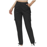 Plus size teretne hlače, ženske modne ljetne Ležerne hlače za vježbanje široke jednobojne hlače s trakom za glavu i džepom na patentni