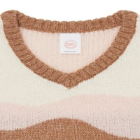 Pleteni prsluk od džempera u boji intarzije za djevojčice u veličinama 4-18