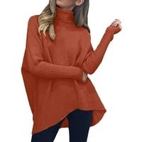 2 Ženski džemper džemper s visokim vratom za žene labavi povremeni nepravilni jesen tanki lagani pleteni pulover topovi modni jednobojni
