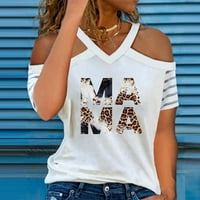 Bluze za žene, poslovne casual modne ženske Ležerne bluze s izrezom i printom u obliku slova u, majica kratkih rukava s ramena, ljetni