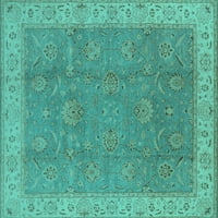 Tvrtka Aludes strojno pere kvadratne orijentalne tirkizno plave tradicionalne unutarnje prostirke, površine 8 stopa