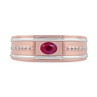 Carski dragulj ružičasto zlato 10k Rubin okruglog reza s dijamantom od 18K muški prsten