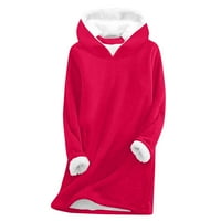 Duksevi za žene Plus veličine jednobojni zimski topli puloveri obloženi Šerpa vunom košulje s okruglim vratom dugih rukava odjeća