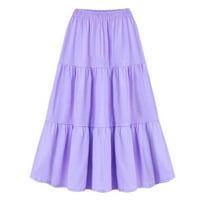 Ženska Maksi suknja, modne proljetno-ljetne plisirane lepršave suknje visokog struka, elegantne jednobojne duge suknje A kroja