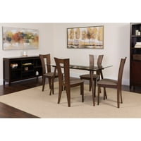 Luksuzni namještaj stol za blagovanje od espresso drva sa staklenim vrhom i naslonom s prorezima drvene stolice za blagovanje s tapeciranim
