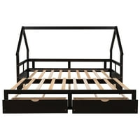 Produženje dnevnog kreveta s dvije ladice za skladištenje, blizanački do kralja okvira kreveta, drvenog višenamjenskog dnevnog kreveta