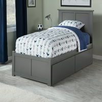 Madison Twin Woolid Wood Platform krevet s ladicama za nogu i skladištenje u sivoj boji