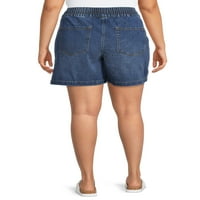 Terra & Sky Women's Plus Size Slouchy Pull-On Traper Shorts