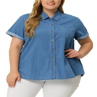 Jedinstvene ponude ženskog gumba plus veličine dolje donje ručka košulje chambray majice vrh