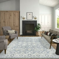 Tradicionalni tepih za dnevnu sobu u orijentalnom stilu u plavoj i krem boji lako se čisti