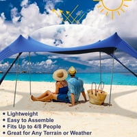 Šator za plažu 50 + Prijenosni šator s nadstrešnicom za 3 osobe, Mornarsko plava