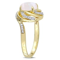 Miabella Women's 1- Carat T.G.W. Opal bijeli topaz i dijamantni naglasak žutog zlata bljeskalica zabranjena sterling srebrna halo