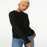 Ženski džemper od pletenog kabela s dugim rukavima