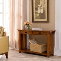 Konzolni stol za hodnik, stol za drveni kauč, izrađen od punog drveta, za dnevni boravak, hodnik, ured, spavaću sobu, hrast srednje