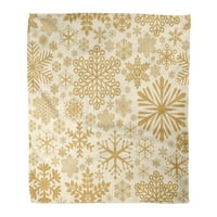 Plaid topla ugodna tiskana flanel deka plavo božićno zlato s uzorkom snježne pahulje svečano zlato udobno mekano za krevet na kauču