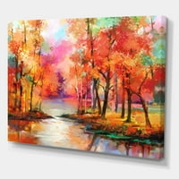 Dizajnirati 'Jezero u jesen šarenih jesenskih stabala' Moderno platno zidne umjetničke print