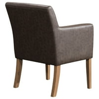 Drvena stolica za blagovanje s kožnim presvlakama, smeđa-Airbender