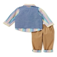 Wonder Nation Baby Boy & Toddler Boy prsluk, tkana košulja, Bowtie i hlače Odjeljni odjevni set, 4-komad, 12m-5t