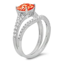 3k Princess Cut Diamond s imitacijom Crvenog dijamanta 18k pasijans od bijelog zlata s naglascima vjenčani set od 9,25