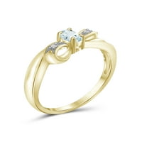 Jewelersclub akvamarinski prsten nakit za rođeni kamen - 0. carat aquamarine 14K zlatni nakit od srebrnog prstena s bijelim dijamantnim