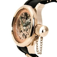 Muški skeletni sat u A-listi s crnim gumenim remenom u boji ružičastog zlata