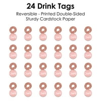 Velika točka sreće od ružičastog zlata - markeri za piće na maturalnoj zabavi za čaše - oznake za piće-set od 24