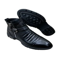 Modne muške čizme casual model čizme gležnjače s patentnim zatvaračem muške neklizajuće modne udobne kožne cipele Crna 5,5