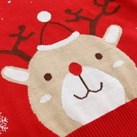 Božićni pleteni džemper za dječake i djevojčice, pulover za bebe sa slatkim printom losa, majica s okruglim vratom s dugim rukavima