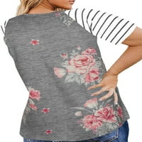Chama raglan t majice kratke rukave osnovne tunične bluze ljetne cvjetne vrhove za žene veličine žene