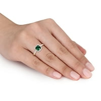 10-karatni ženski prsten od žutog zlata izrađen od 10-karatnog smaragda i dijamanta