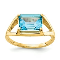Prsten od plavog topaza i smaragdno izrezanog žutog zlata od 9 karata
