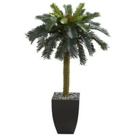 Gotovo prirodno 4,5 'sago umjetna palma u crnom sadnicu, zelena