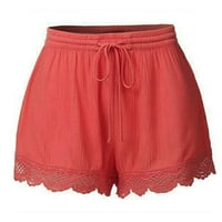 Ženske kratke hlače trendi čipkaste kratke hlače s vezicama Plus size joga Trenirke Tajice ružičaste HLAČE_ 12